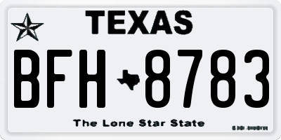TX license plate BFH8783