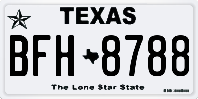 TX license plate BFH8788