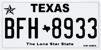 TX license plate BFH8933