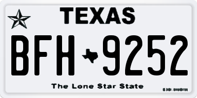 TX license plate BFH9252