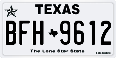 TX license plate BFH9612