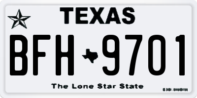 TX license plate BFH9701