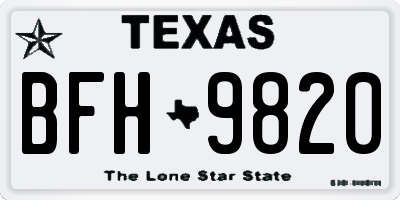 TX license plate BFH9820
