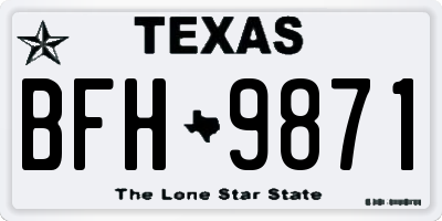 TX license plate BFH9871