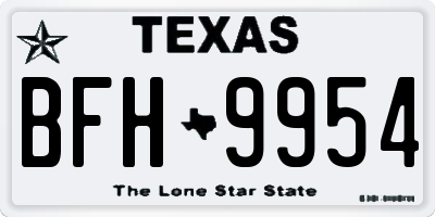TX license plate BFH9954