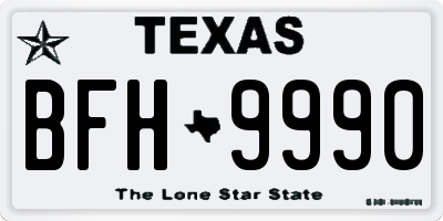 TX license plate BFH9990