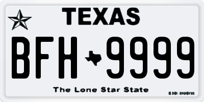 TX license plate BFH9999