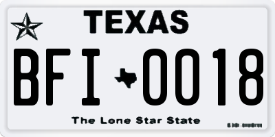 TX license plate BFI0018