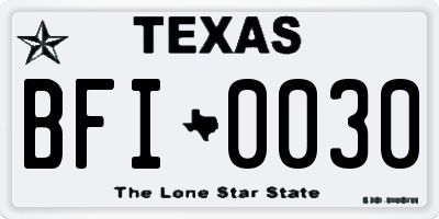 TX license plate BFI0030
