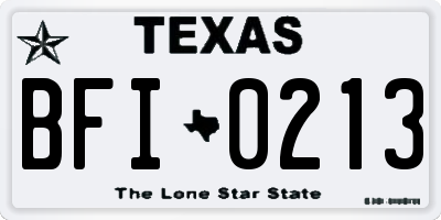 TX license plate BFI0213