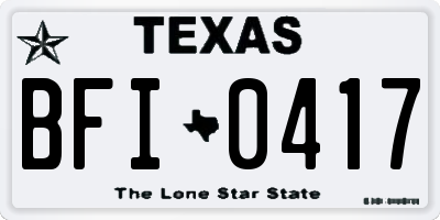 TX license plate BFI0417
