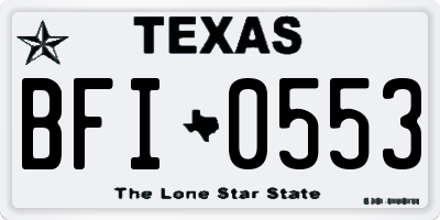TX license plate BFI0553
