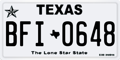 TX license plate BFI0648