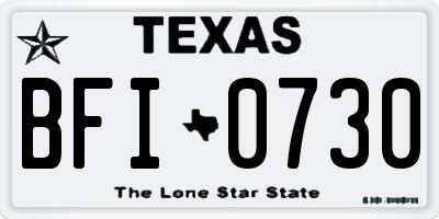 TX license plate BFI0730