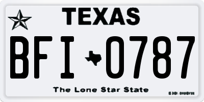 TX license plate BFI0787