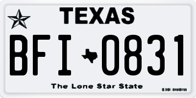 TX license plate BFI0831