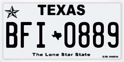 TX license plate BFI0889