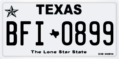 TX license plate BFI0899