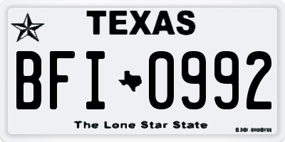 TX license plate BFI0992