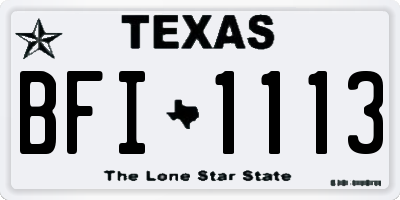 TX license plate BFI1113