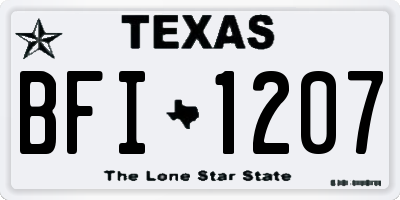 TX license plate BFI1207