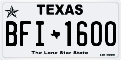 TX license plate BFI1600