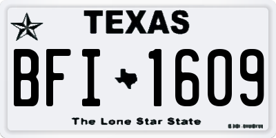 TX license plate BFI1609