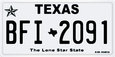 TX license plate BFI2091