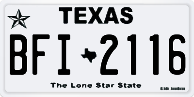 TX license plate BFI2116
