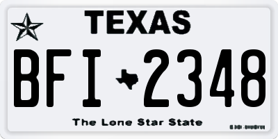 TX license plate BFI2348