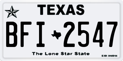 TX license plate BFI2547