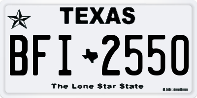 TX license plate BFI2550