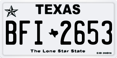 TX license plate BFI2653