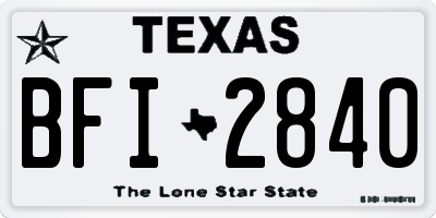 TX license plate BFI2840