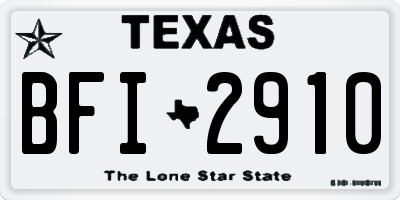TX license plate BFI2910