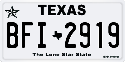 TX license plate BFI2919