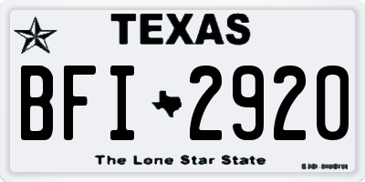 TX license plate BFI2920