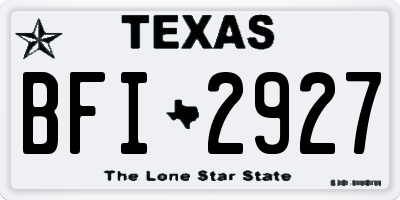 TX license plate BFI2927