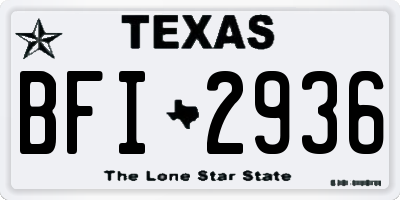 TX license plate BFI2936