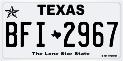 TX license plate BFI2967