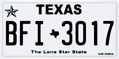 TX license plate BFI3017