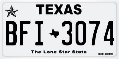 TX license plate BFI3074