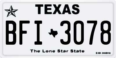 TX license plate BFI3078