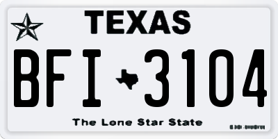 TX license plate BFI3104