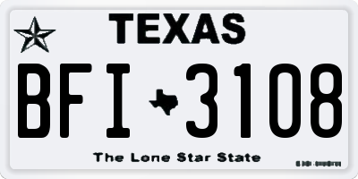 TX license plate BFI3108