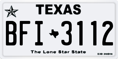 TX license plate BFI3112