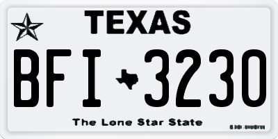 TX license plate BFI3230