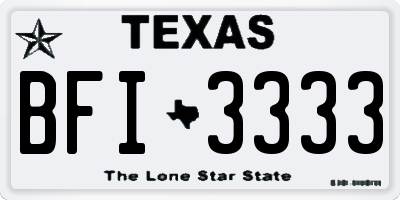TX license plate BFI3333