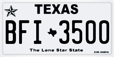 TX license plate BFI3500