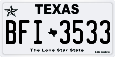 TX license plate BFI3533